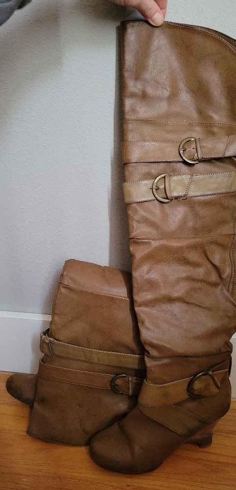 Over the knee camel boots